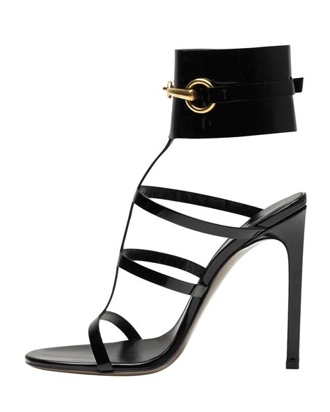 gucci ursula patent ankle-wrap cage sandal|Designer Sandals for Women .